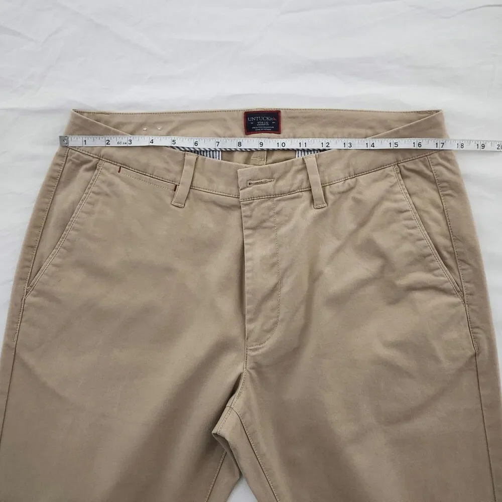 UNTUCKit Men's Relaxed Fit Pants 34x32 Tan Chino Khakis Stretch Business Casual - Picture 5 of 9